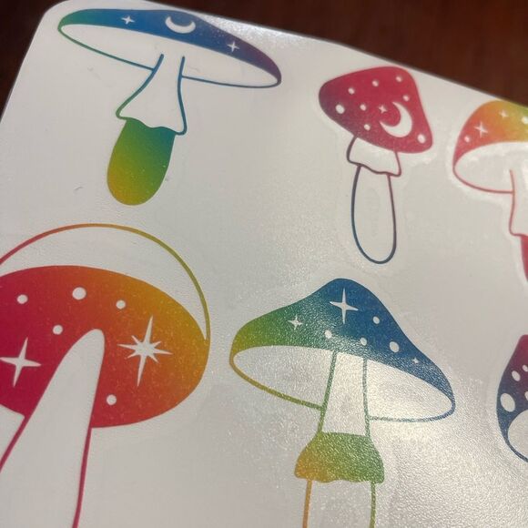 6 Rainbow Magic Mushrooms Vinyl Decals - Picture 4 of 8